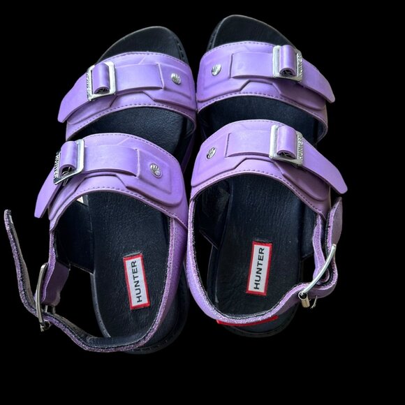 Hunter Double Strapped Platform Pastel Purple Sandals 6 - Picture 4 of 8